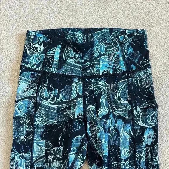 Lululemon Fast & Free Crop II Nulux 19" Eternal Wave Starlight Black Yoga Size 6 - Picture 3 of 5